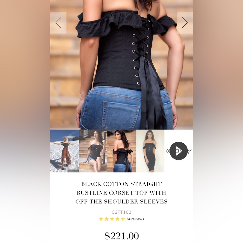 Corset Story Black Off-Shoulder Lace-Up Corset Top